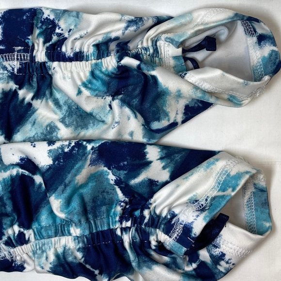 Old Navy Active Blue and White TyeDye Leggings Adjustable Cinch Legs Size Large - Picture 7 of 16